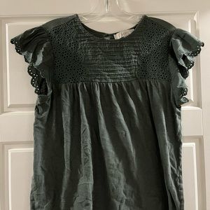 Green eyelet LOFT short-sleeved blouse